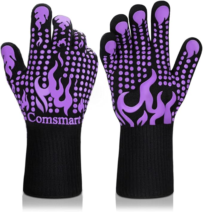 Comsmart BBQ Gloves, 1472 Degree F Heat Resistant Grilling Gloves Silicone by Comsmart