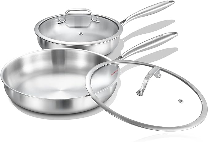 DELARLO Tri-ply Stainless Steel Frying Pan Set by DELARLOCOOKWARE
