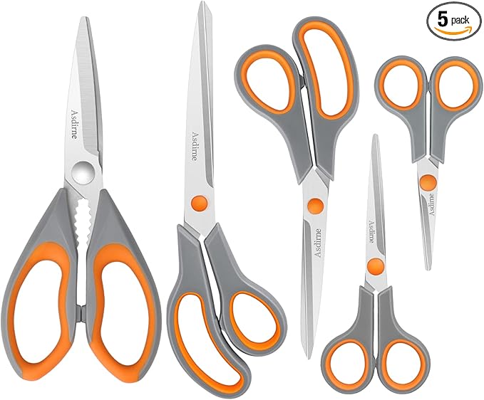 Asdirne Kitchen Scissors Set, Knife-Grade Stainless Steel, TPR Comfortable by Unknown