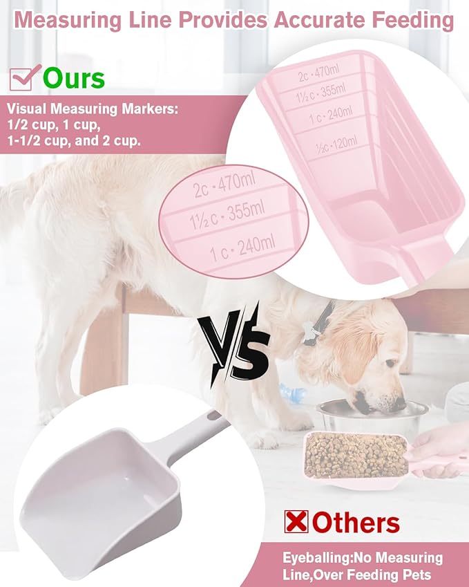 2 Cup Dog Food Scoop, Plastic Pet Food Scoop - Image 2