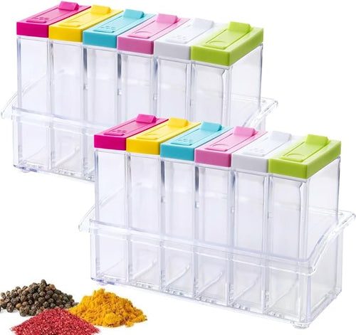 12 PCS Colorful Spice Shaker Jars, Salt and Pepper Shakers Set, Seasoning by Anberky