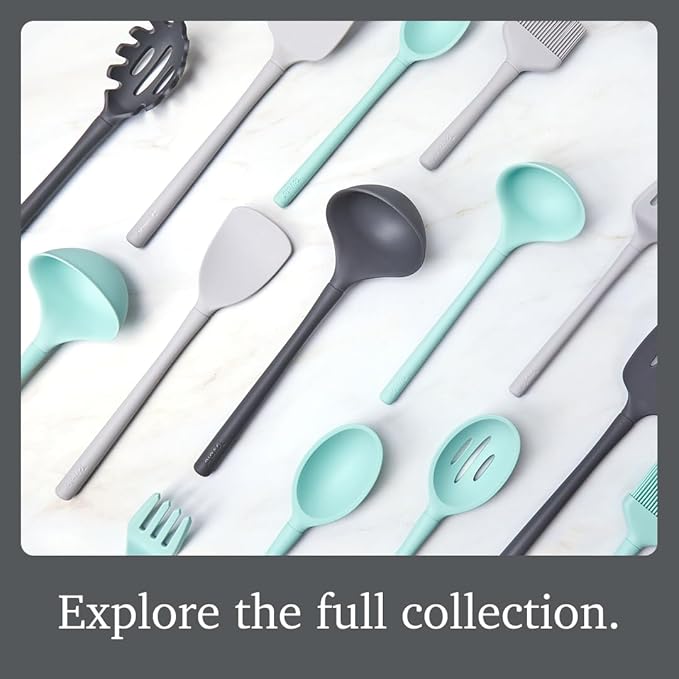 Tovolo Flex Core Silicone Ladle BPA Free Charcoal Gray Deep Silicone Soup Ladle - Image 6