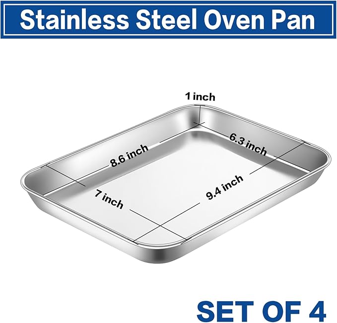 P&P CHEF 9 Inch Baking Cookie Sheet, Oven Pan Tray Stainless Steel Sheet Pan - Image 2