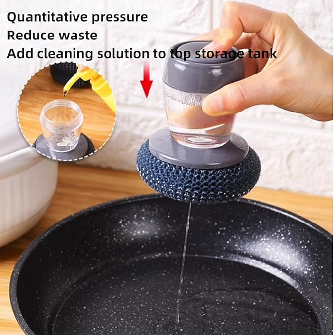 Soap Dispense Palm Scrub dishwashing Kitchen Scrubber Press Automatic Liquid - Image 3