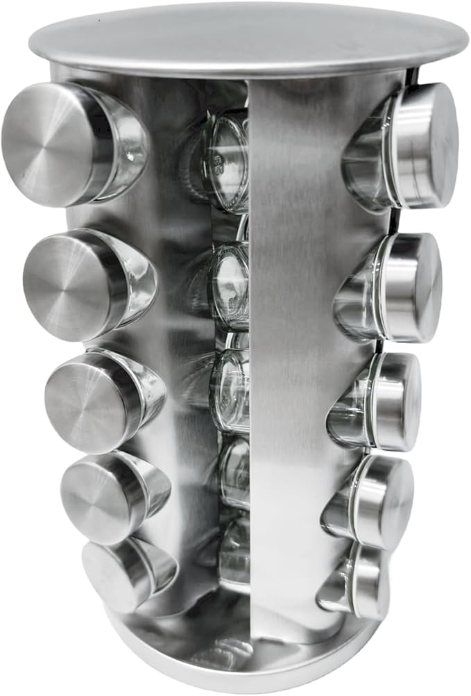 Revolving Spice Rack with 20 Jars, Rotating Spice Rack Organizer with Labels - Image 2