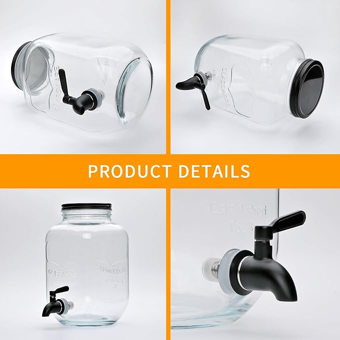 1-Gallon Drink Dispenser, Accguan Glass Water Dispenser - Image 4
