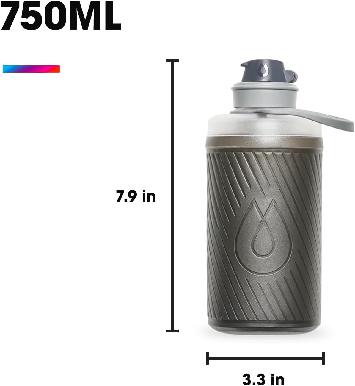 HydraPak Flux - Collapsible Backpacking Water Bottle (750ml, 1L, 1.5L) - BPA Free, Ultra Light, Spill-Proof Twist Cap