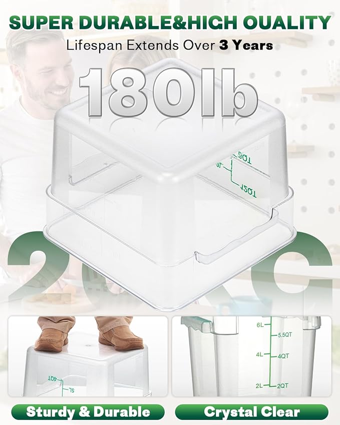 12QT NSF Food Storage Containers: 2 PCS Commercial Clear Square Food Storage - Image 6