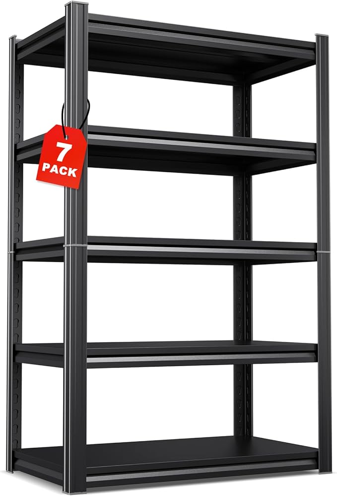 Set of 7, Adjustable Heavy Duty Metal Shelving Unit and Storage Large Rack by Unknown