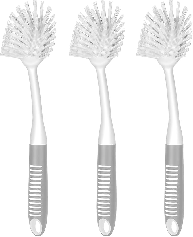 SetSail Dish Brush with Handle, 3 Pack Stiff Bristles Dish Scrubber with by SetSail