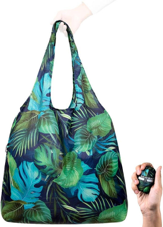 Nanobag Ultra-Lightweight Heavy Duty Foldable Tote for Women & Men, Reusable Grocery & Travel Bag, Packable Collapsible Compact Market Essential (XL Forest)