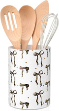WILLBOND Leopard Print Bow Kitchen Decor Acrylic Kitchen Utensil Holder Crock by Willbond+Technology+Limited