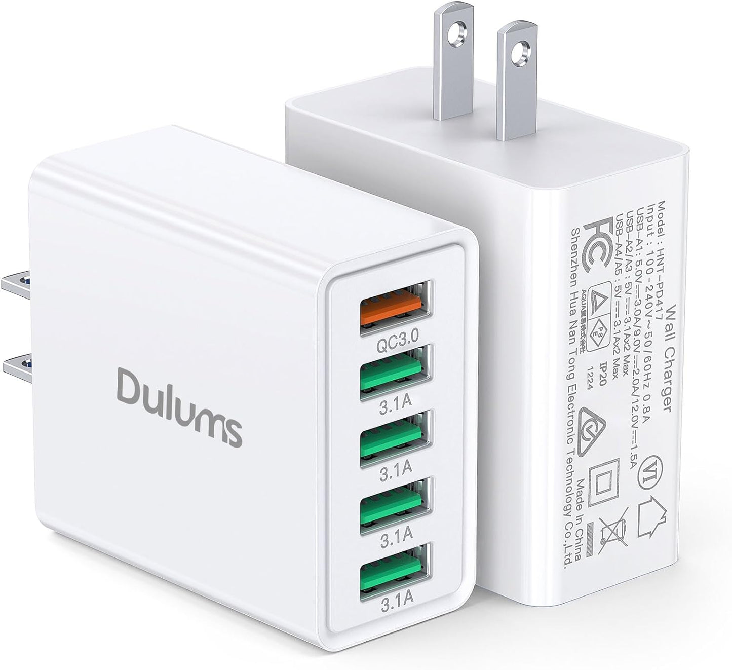 50W USB Wall Charger Block,2Pack 5-Port Charger Fast Charging Block QC 3.0 Multiport Box Brick Cube USB A Wall Plug for iPhone 17/16/15/14 Pro Max Plus, iPad,Galaxy, LG, Moto, Android Phones,AirPorts