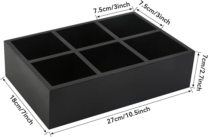 Tea Bag Box Wood Black 6 Compartments Tea Bag Organizer Drawer Storage - Image 6