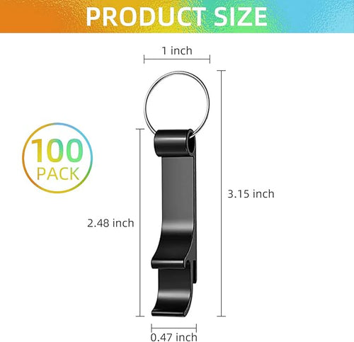 100 Pack Black Metal Bottle Opener Keychains, Tiny Beverage Opener Party Favor - Image 2