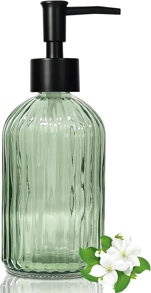 14 Oz Black Pump Glass Soap Dispenser, by Guokanfly