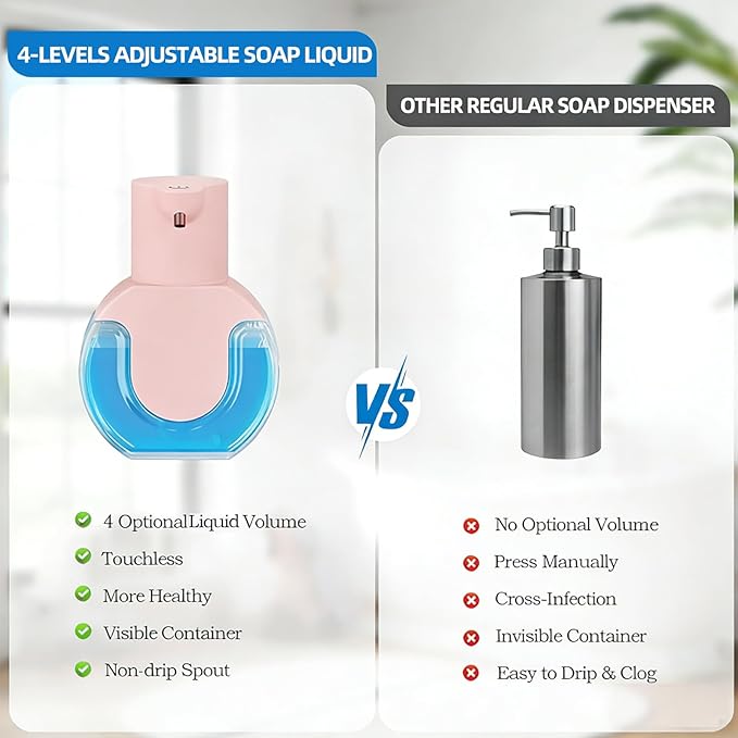 2Pack Automatic Soap Dispenser Touchless, Rechargeable Liquid Soap Dispenser - Image 5
