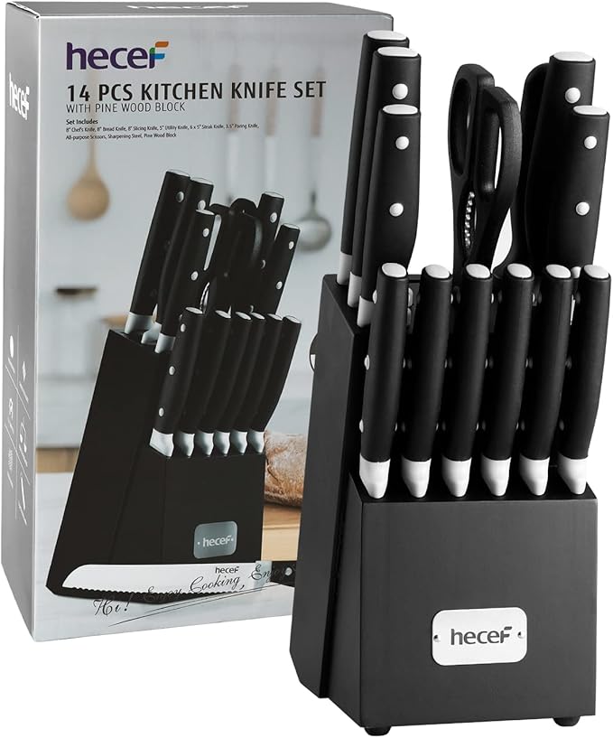 hecef Kitchen Knife Block Set, 14 Pieces Knife Set - Image 9