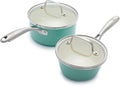 GreenLife Artisan Healthy Ceramic Nonstick, 1QT and 2QT Saucepan Pot Set by GreenLife