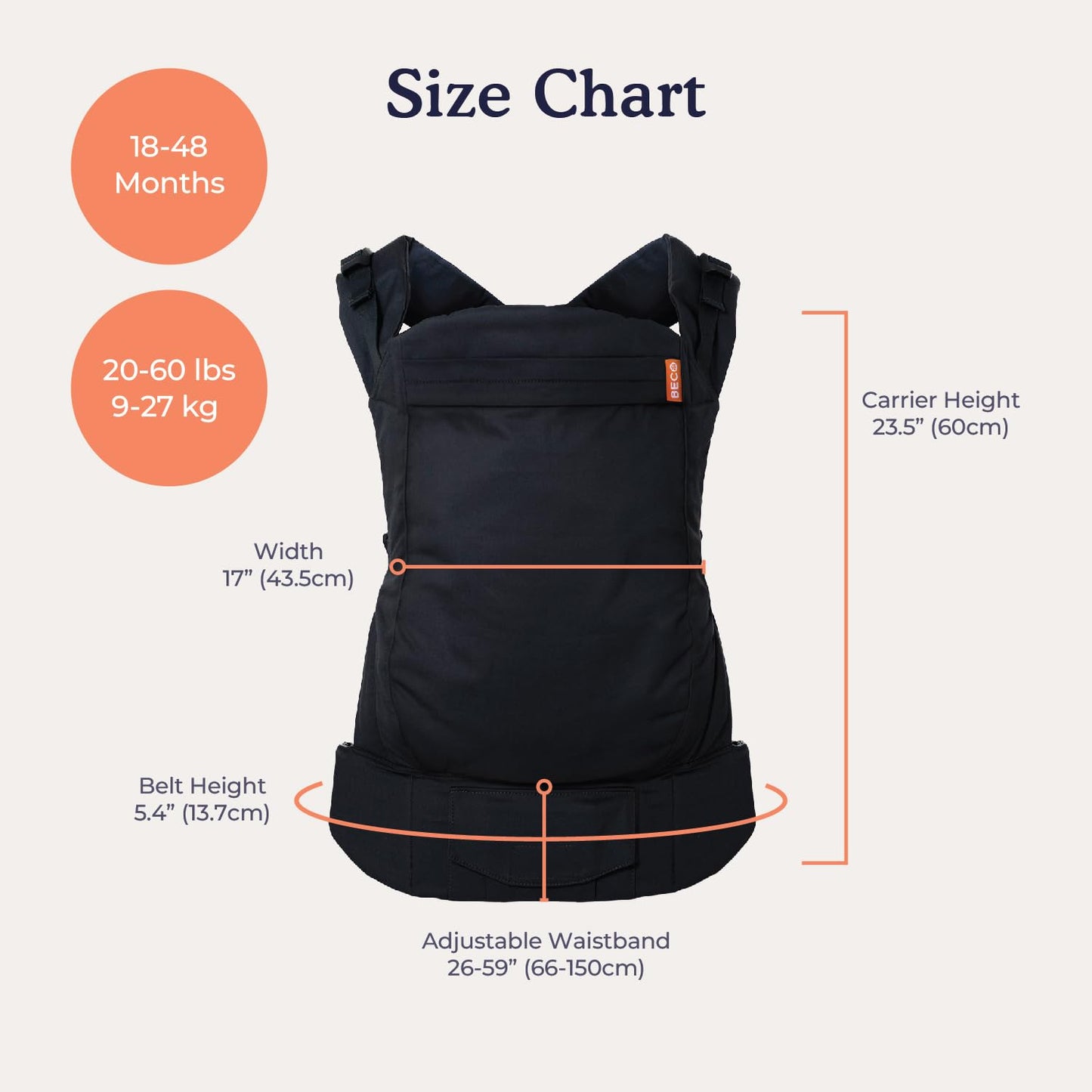 Beco Baby Carrier Toddler Carrier with Extra Wide Seat - 100% Cotton Carrying Backpack Style & Front-Carry,Lightweight & Breathable Child Carrier, Toddler Sling Carrier 20-60 lbs (Metro Black)