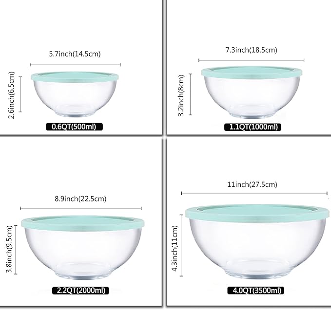 Glass Mixing Bowl Set with Airtight Lids - Image 5
