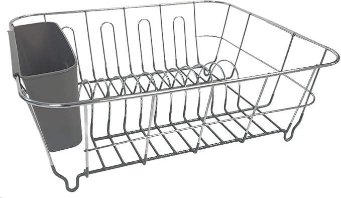 Dish Drying Rack & Cutlery Holder 2 Piece Set Compact Sink-Fitting Dish Drainer by SweetHomeCollection