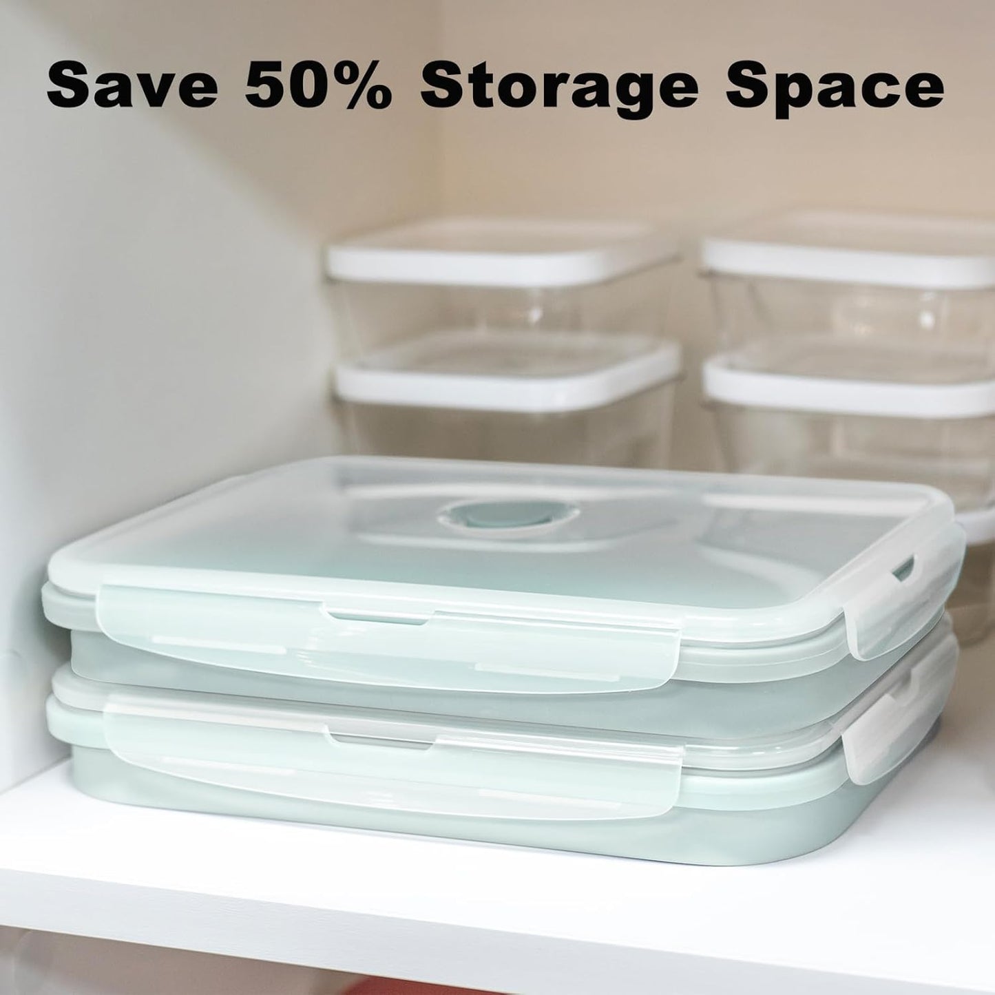 Extra Large Collapsible Silicone Food Storage Containers With Lids, 2 Pack 2000ml, XXL Foldable Bento Lunch Box, Big Meal Boxes for Kitchen, Camping, Dishwasher, Microwave, Freezer Safe