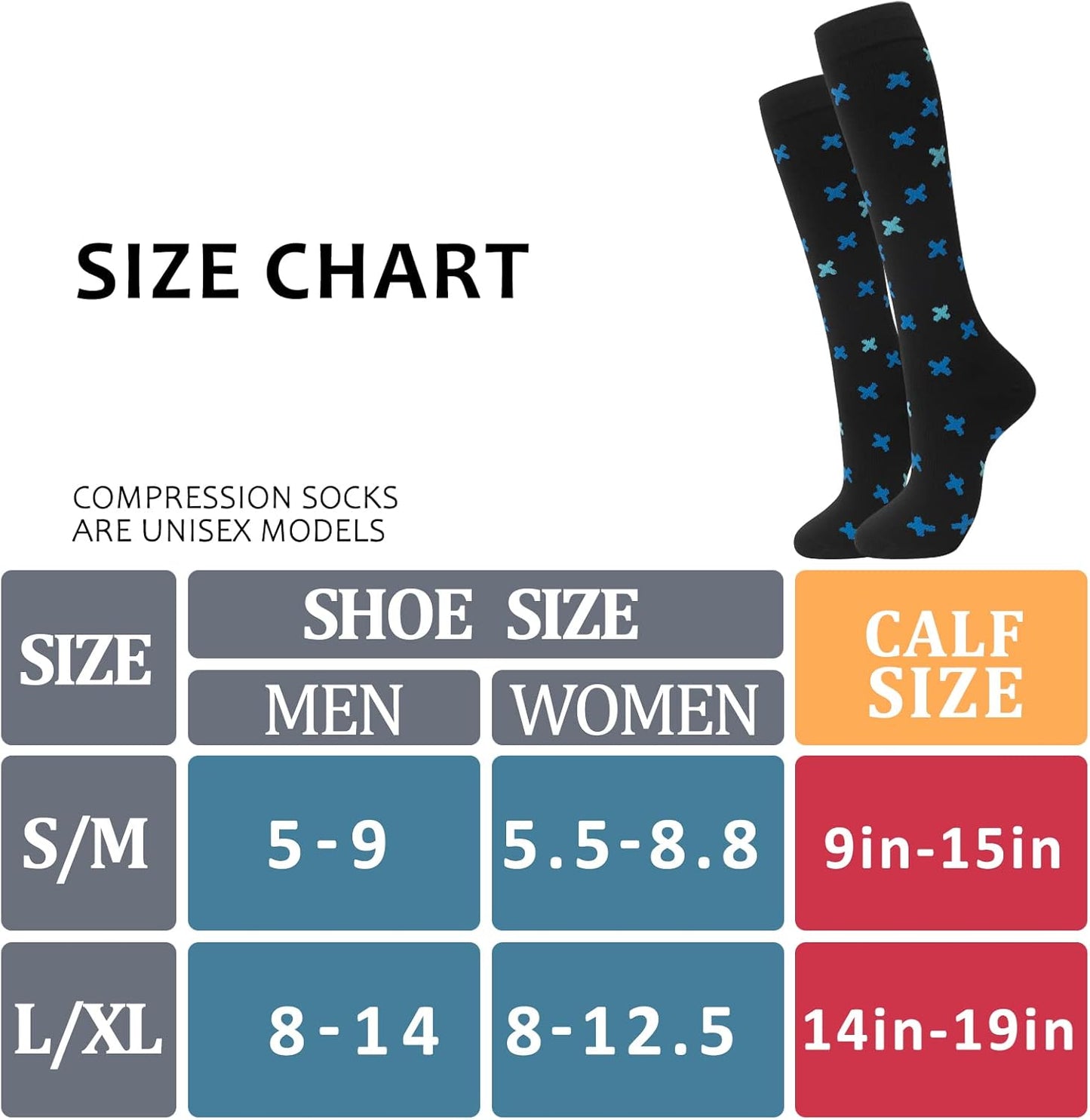 Compression Socks for Women Men Circulation Knee High 8 Pairs for Nurses, Running, Travel, Athletic