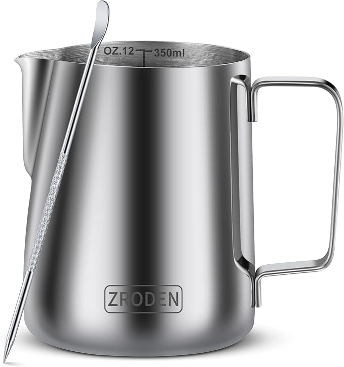 Milk Frothing Pitcher, 12oz 20oz 32oz Espresso Steaming Pitchers Stainless by Zroden