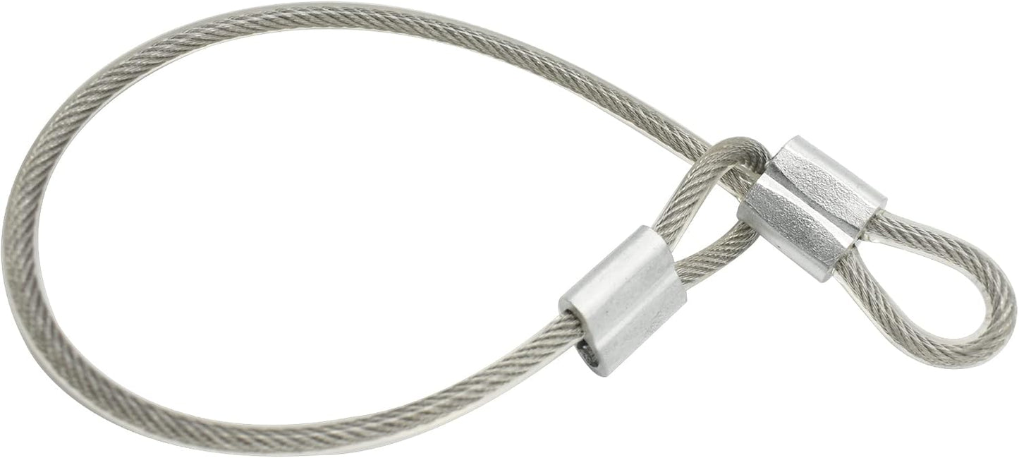 10 Pcs 4mm Wire 12 inch Vinyl Coated Stainless Steel Cable with Loops Short Wire Rope Lanyard Lock Security Chain Link for Outdoor Gates, Clear(4mm x 12inch)