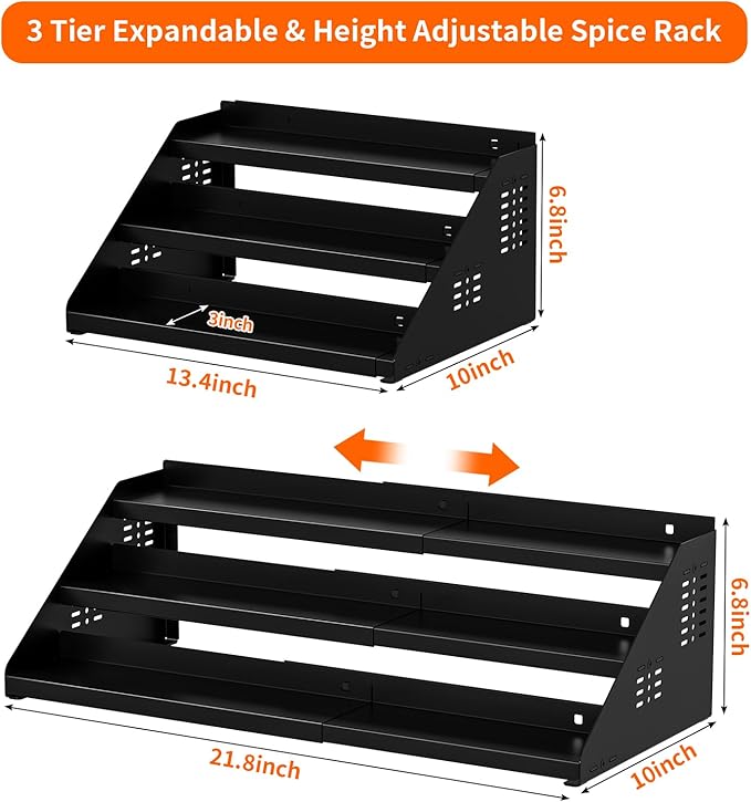 RCHYFEED Spice Rack Organizer for Cabinet, 3 Tier Spice Rack Expandable - Image 3