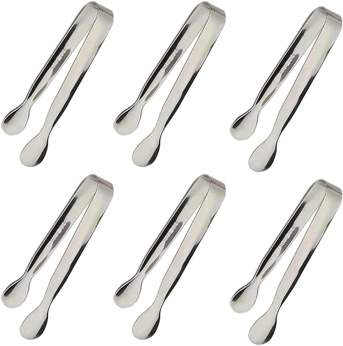 6PCS Ice Tongs Mini Sugar Tongs 4.25Inch Stainless Steel Kitchen Utensils Set by Sunenlyst