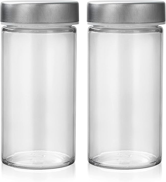 2 Pcs Glass Spice Jars/Bottles - 3oz Empty Round Spice Containers by Tianifa