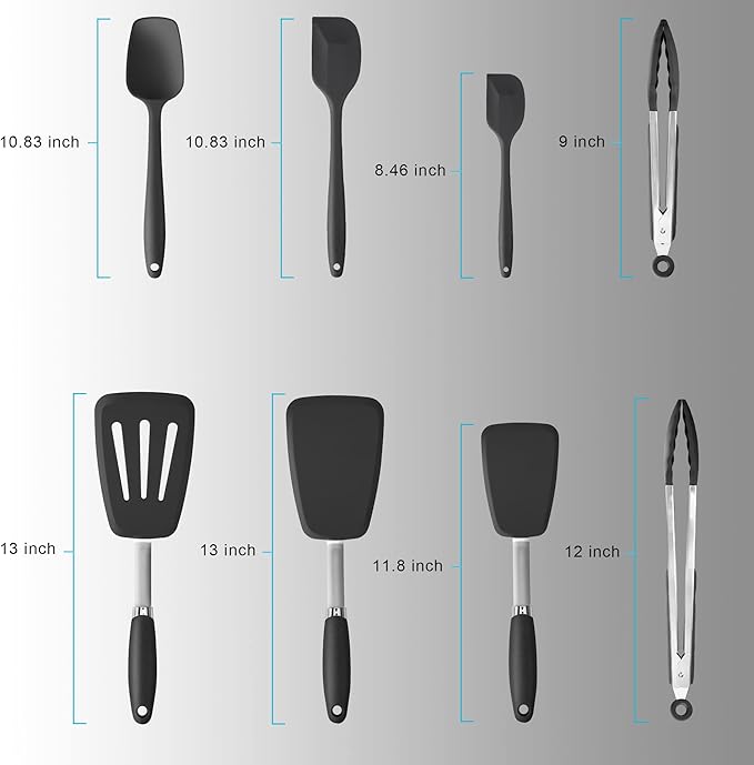 Silicone Spatulas Set Turners Tongs Cooking Utensils Set High Heat Resistant - Image 8