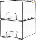 Yieach 2 Pack Clear Stackable Storage Drawers, 4.4'' Tall Acrylic Drawer by Yieach