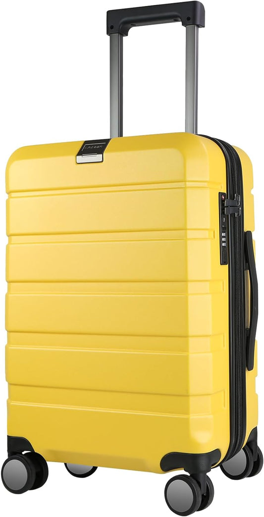 KROSER Hardside Expandable Carry On Luggage with Spinner Wheels & Built-in TSA Lock, Durable Suitcase Rolling Luggage with USB Port, Carry-On 20-Inch Yellow