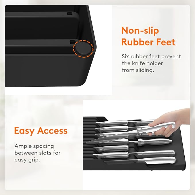 Lifewit Magnetic Drawer Knife Organizers Insert, Kitchen Plastic In Drawer - Image 6