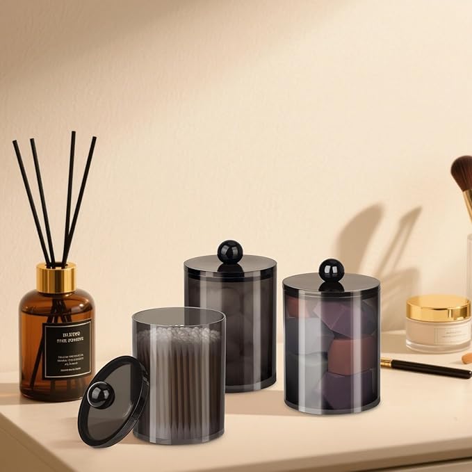 XIPENGKEJI 4 Pack Qtip Holder, Canister Apothecary Jar Set, Bathroom Jars - Image 8