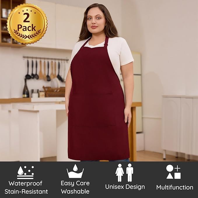 2 Pcs Plus Size Chef Apron, Unisex Professional Apron - Image 2