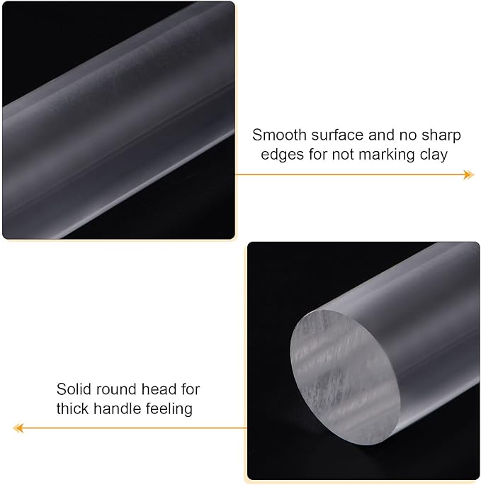 HARFINGTON Acrylic Clay Roller 9 Inch x 1 Inch Solid Non-Stick Plastic Round - Image 4