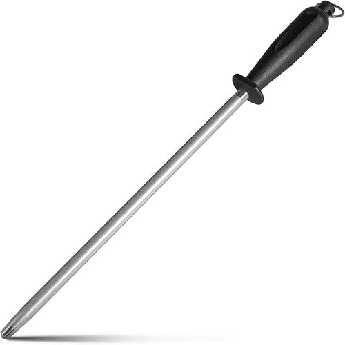 10 Inch Sharpening Steel, Professional Diamond Brushed Steel Knife Sharpener by ALLWIN-HOUSEWARE