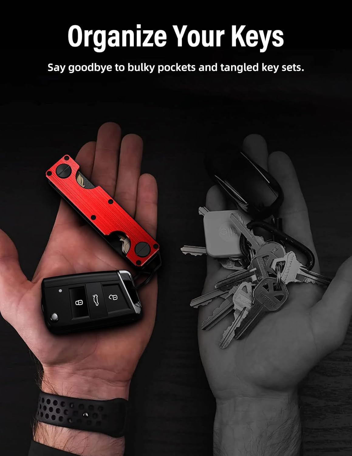 Key Organizer Key Holder Compact Key Case Minimalist Metal Key Chain Key Holder for Keychain Secures 8-10 Keys EDC