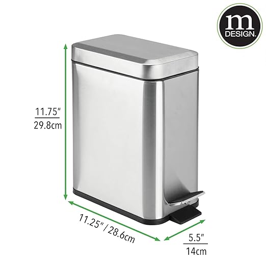 mDesign Rectangular Step-Open Wastebasket Trash Can - Image 8