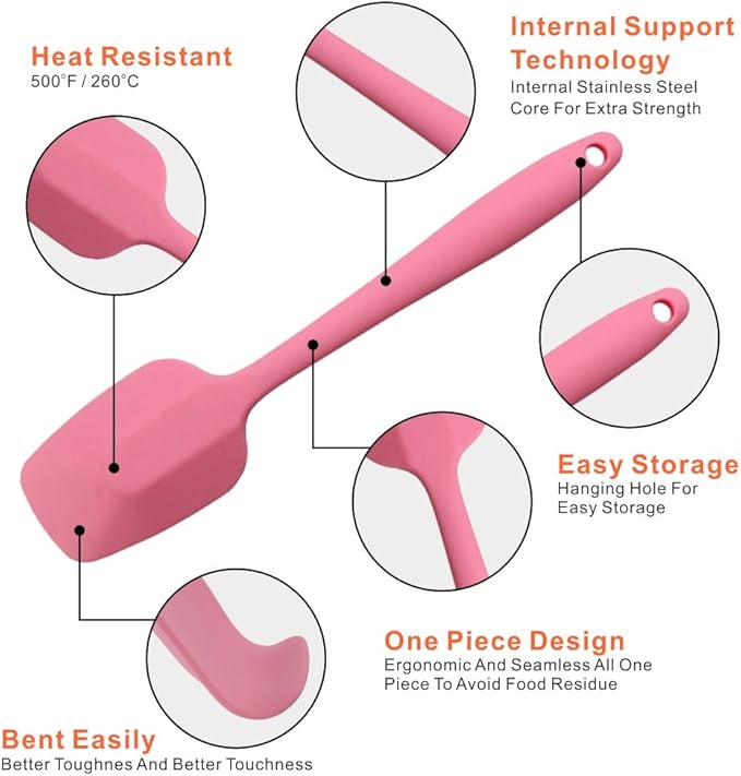 Silicone Spatulas Set, Rubber Spoon Spatula Heat Resistant Spoonula One Piece - Image 4