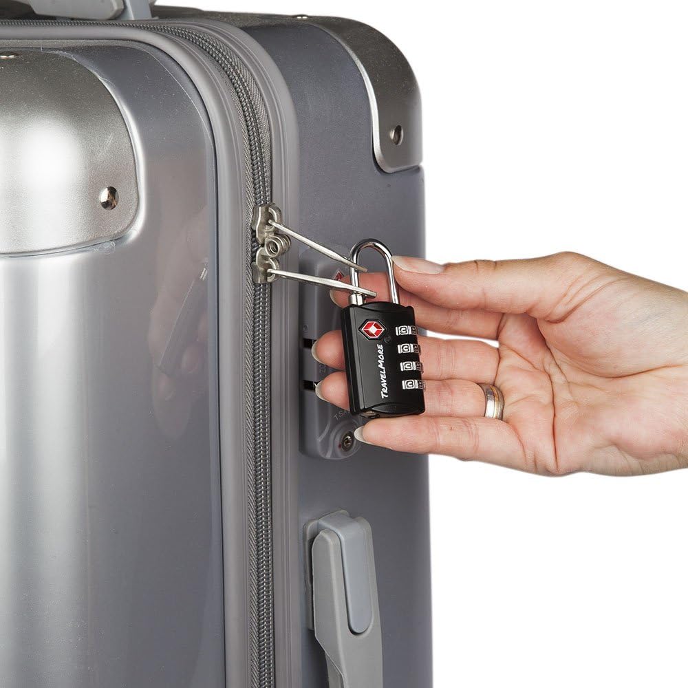 TSA Luggage Locks with 4 Digit Combination – Heavy Duty Set Your Own Padlocks for Travel, Baggage, Suitcases & Backpacks - 1 Pack Black