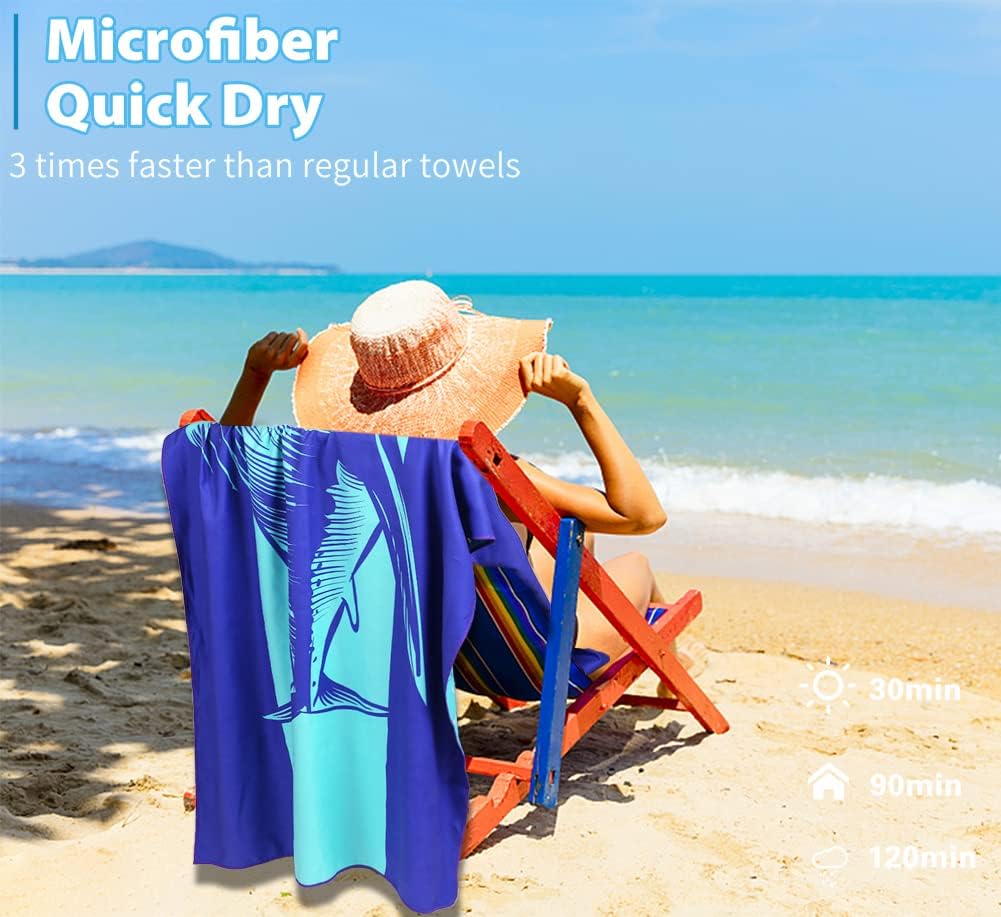 4 Pack Microfiber Oversized Lightweight Beach Towel 71"x32" XL Extra Large Thin Sand Free Towels Travel Swim Pool Yoga Gym Camping for Adults Beach Essentials Accessories Vacation Gift