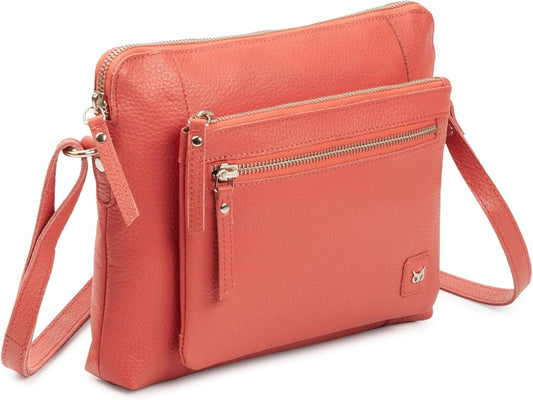 Wise Owl Accessories Small Soft Pebbled Real Leather Crossbody Handbags Purses Sling Crossover Shoulder Bag