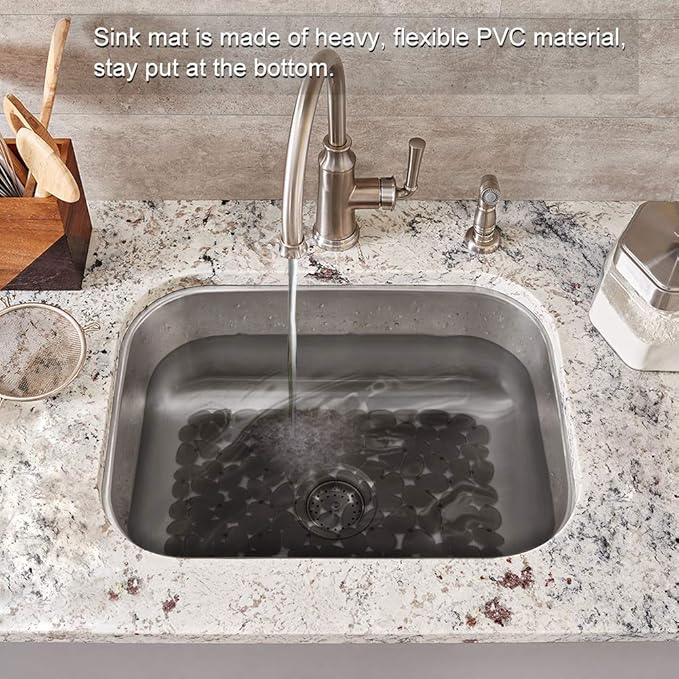 Bligli Pebble Sink Mat for Stainless Steel/Ceramic Sinks, 2 Pack PVC Sink - Image 5