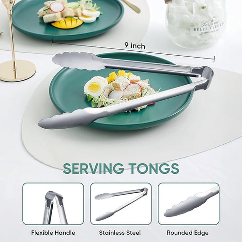 12 pieces Buffet Tongs 9'' Inches Serving Tongs Heavy Duty Stainless steel - Image 2