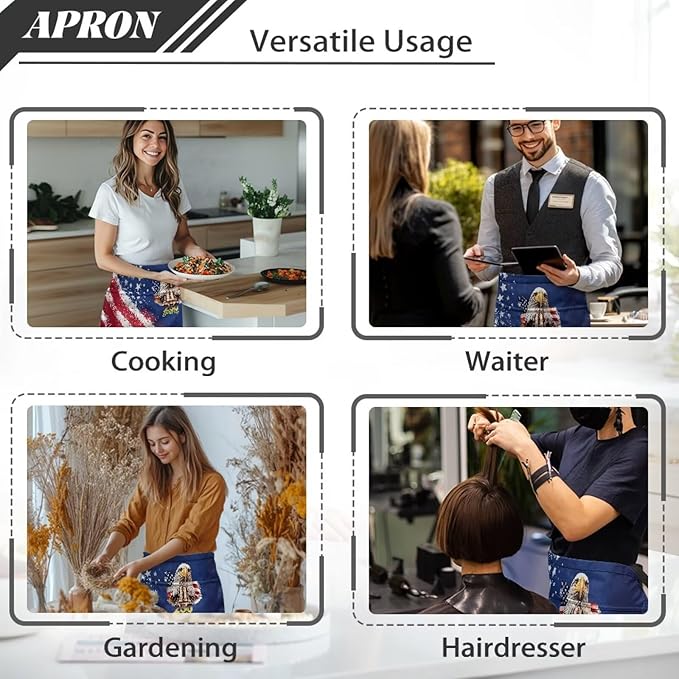 Server Apron with 3 Pockets, Waterproof Oil Waitress Waiter Half Apron - Image 5